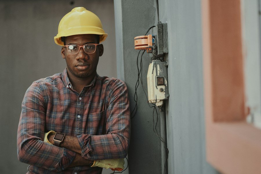 Technician ready for garage door repair work